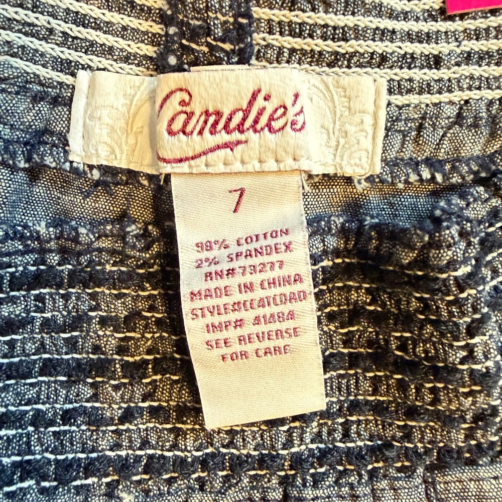 Candies Womens Smocked Waist Shorts Blue Chambray Side Tie CC41C04D Size 7 NWT - Picture 6 of 9